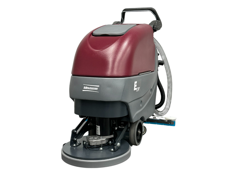 Minuteman E17 walk-behind disc floor scrubber, front three-quarter view
