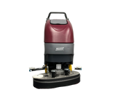 Minuteman E26 ECO front view of the offset twin-disc deck, bumper rollers and squeegee