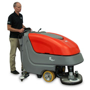 Minuteman E30 disc walk-behind scrubber with an operator at the handle