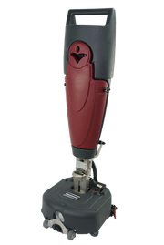 Minuteman EZ Mop 360 front view with maroon handle tank and gray scrub head