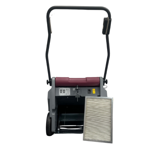 Minuteman Kleen Sweep 25W rear view with panel filter pulled out