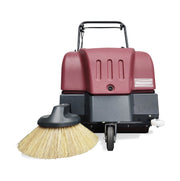 Minuteman Kleen Sweep 28 sweeper straight front view with side broom on white