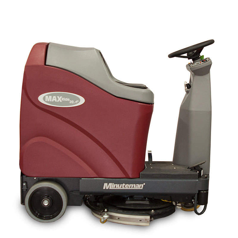 Minuteman Max Ride 20 rider floor scrubber, right side view on white