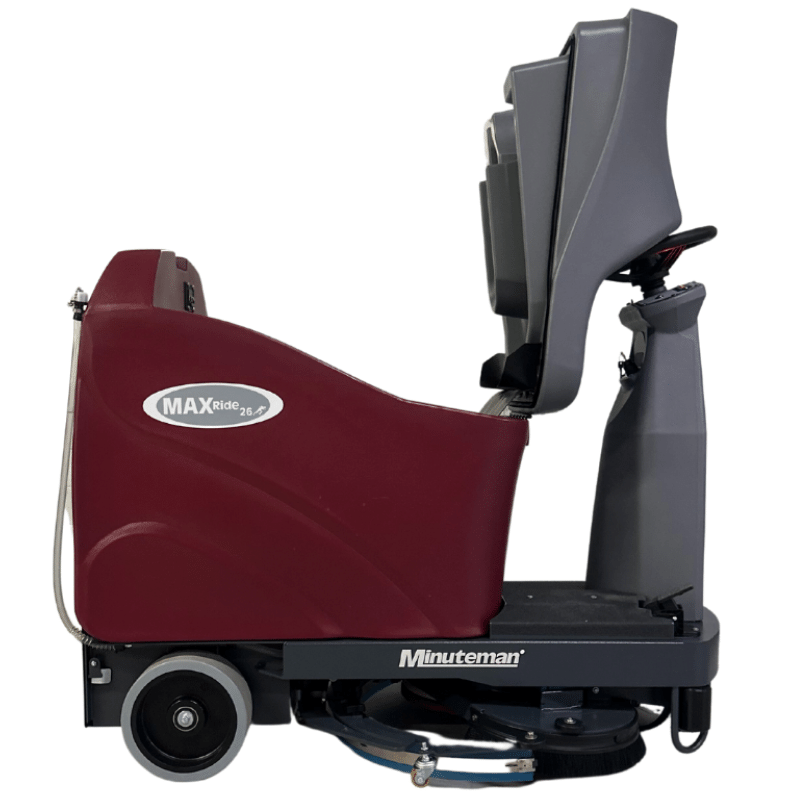 Minuteman Max Ride 26 with seat and hood tipped up, right side view on white