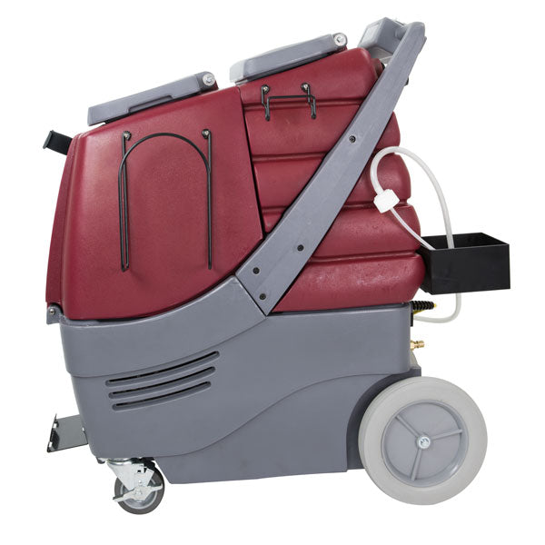 Minuteman Total Restroom System left side with gray base, maroon tanks and 10" rear wheel