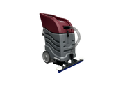 Minuteman Tsunami wet vac, front three-quarter view with the squeegee and recovery hose, on white