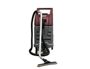 Minuteman Tsunami wet/dry vac (T16WD) set up for dry pickup, front view with hose, wand and floor brush on white