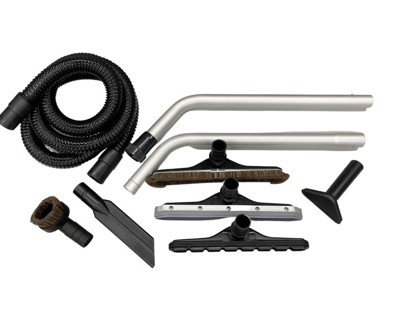 Minuteman Tsunami T16WD wet/dry tool kit (T16WD only) with hose, chrome wands and floor tools on white