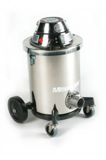 Minuteman X-839 6 gal stainless steel vacuum on a caster base