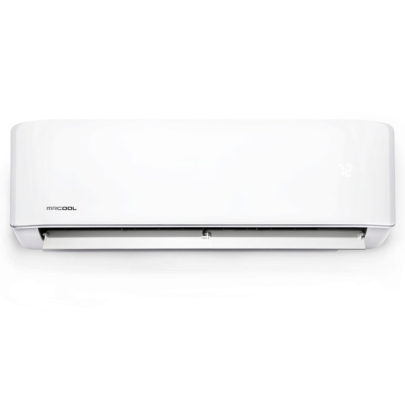 MRCOOL Advantage 5th Gen wall-mount air handler, front view with the air louver open