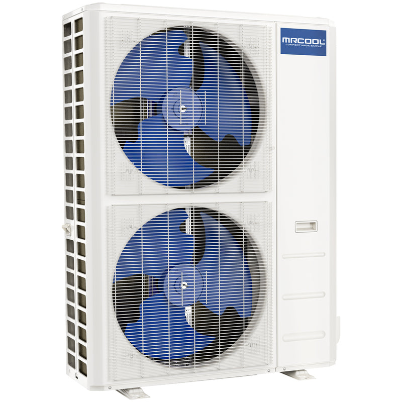 MRCOOL Central Ducted Hyper Heat 60,000 BTU condenser, three-quarter view from the left