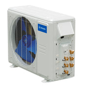 3-zone condenser seen from the right, showing three pairs of line connections