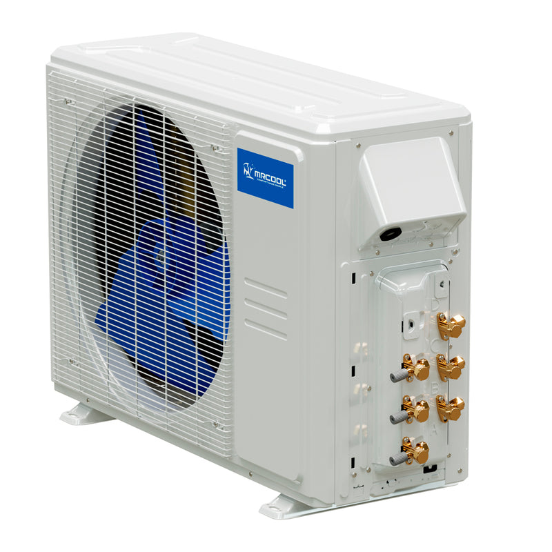 3-zone condenser seen from the right, showing three pairs of line connections