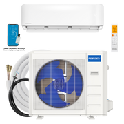 MRCOOL DIY 5th Gen system with the 24,000 and 36,000 BTU condenser cabinet, wall air handler, coiled Quick Connect line set and remote