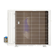 Rear of the 24,000 and 36,000 BTU DIY 5th Gen condenser with the coil and the service valve corner