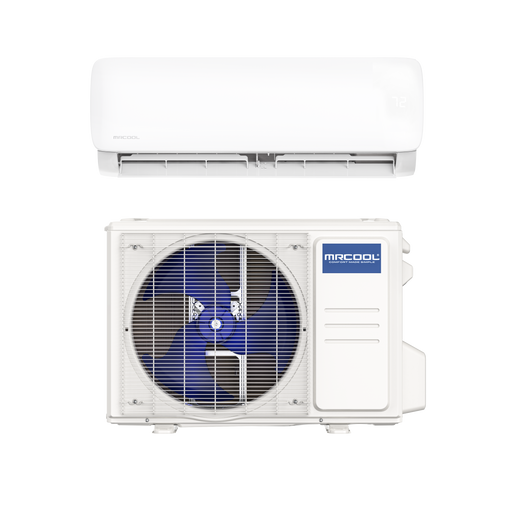 MRCOOL DIY Easy Pro wall air handler above its condenser, front view