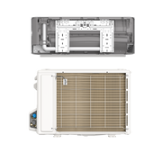 Rear of the DIY Easy Pro air handler with its mounting plate, above the rear coil of the condenser