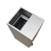 Top of the DIY Hybrid cabinet showing the supply opening and knockouts