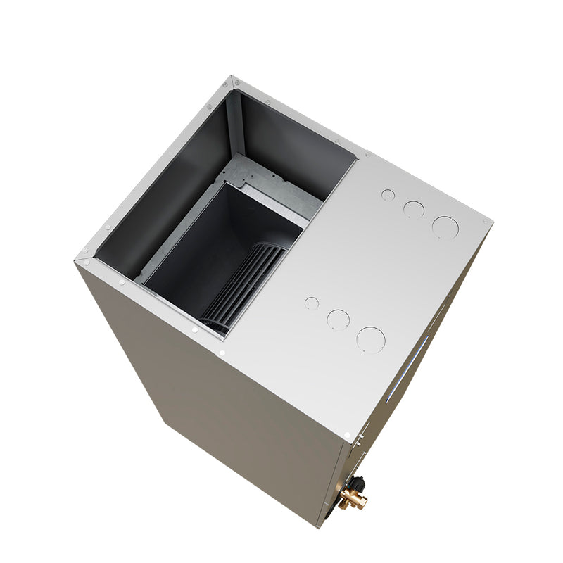 Top of the DIY Hybrid cabinet showing the supply opening and knockouts