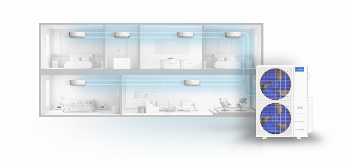 One condenser, up to six rooms