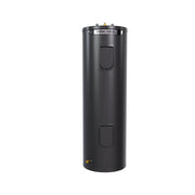 HeatWise 40-gallon tall electric water heater, front view of the slim black tank with upper and lower access panels