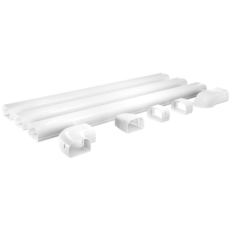 White LineGuard sections and fittings seen from the other end