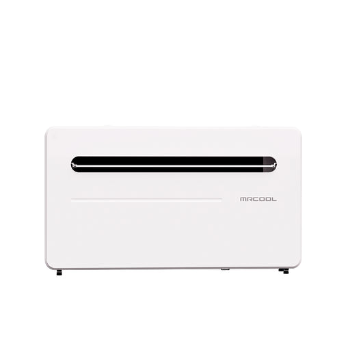 MRCOOL Monoblock from a slight angle with the air outlet louver open
