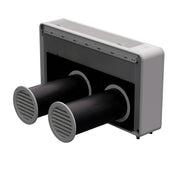 Back of the Monoblock with its two vent tubes capped by round outdoor grilles