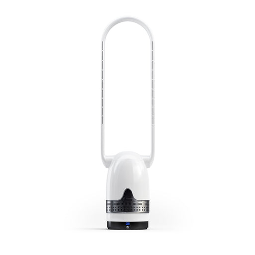 MRCOOL MRBREEZE black oval model, tall white oval air loop over a white base with a dark gunmetal perforated band