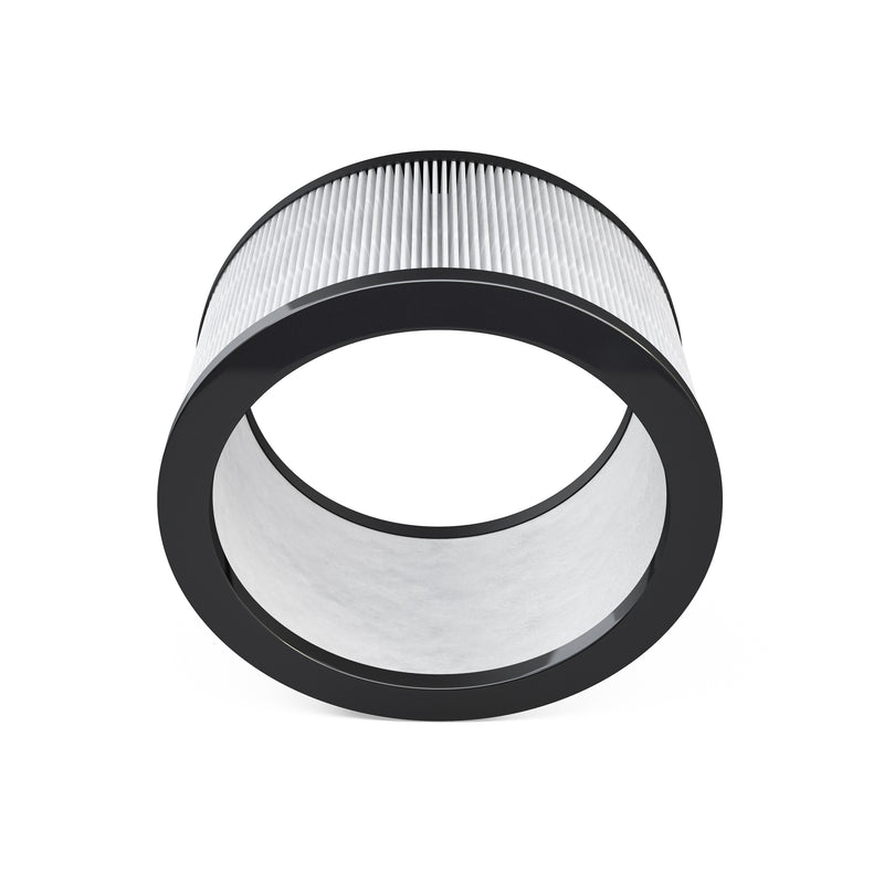 MRCOOL MRBREEZE replacement cartridge, round white pleated HEPA element with black end rings, seen through its open center