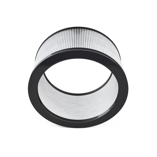 MRCOOL MRBREEZE replacement cartridge, round white pleated HEPA element with black end rings, seen through its open center