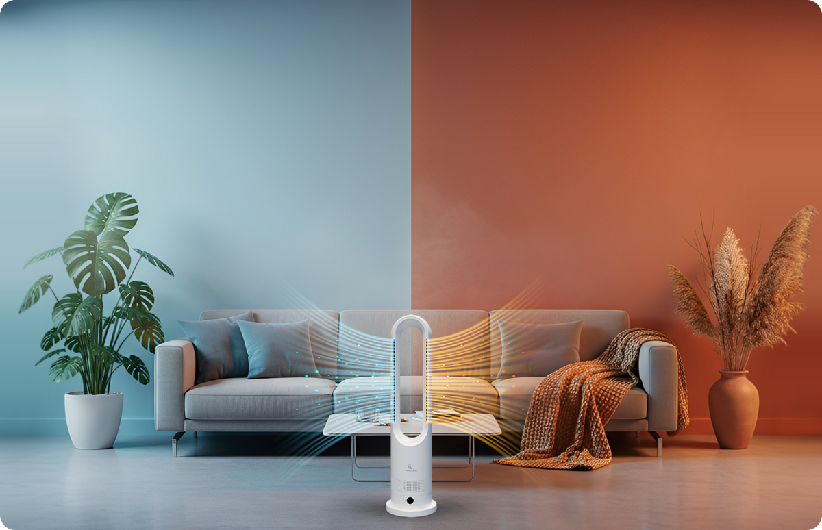 Fan in summer, heater in winter