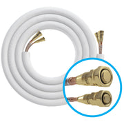 Coiled line set with a circled inset showing the capped Quick Connect fittings