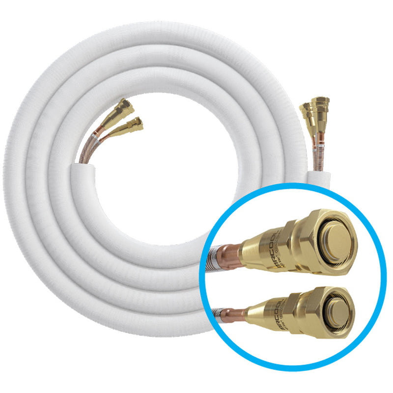 Coiled line set with a circled inset showing the capped Quick Connect fittings