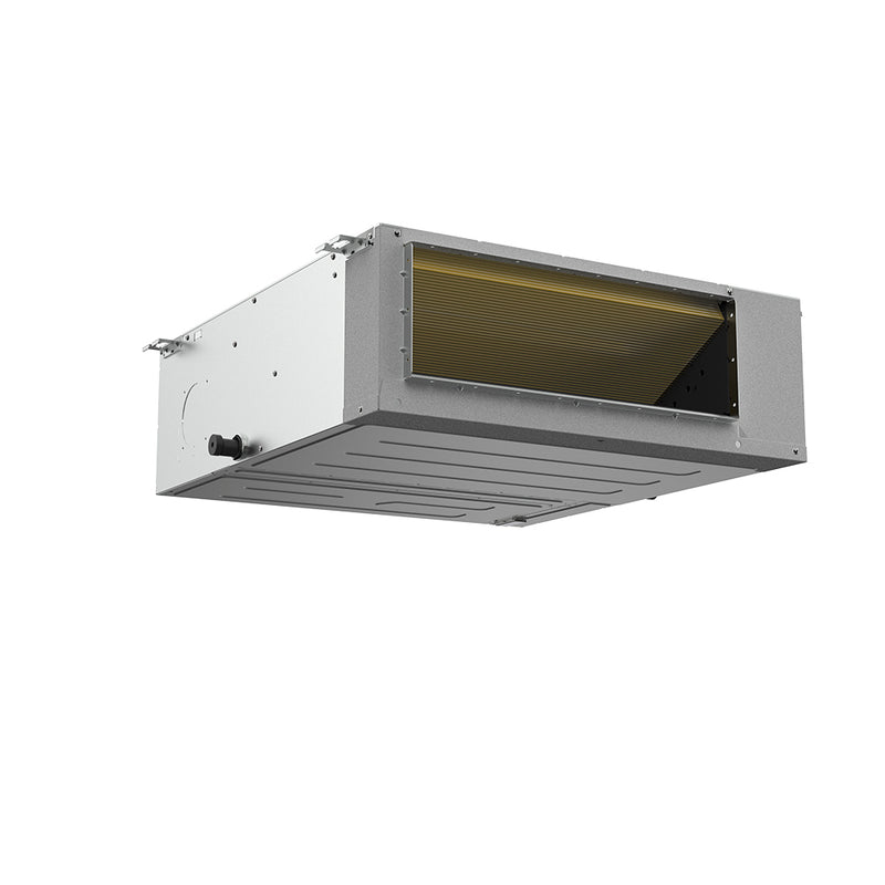 MRCOOL Olympus 24,000 BTU ducted air handler, three-quarter view of the deeper cabinet