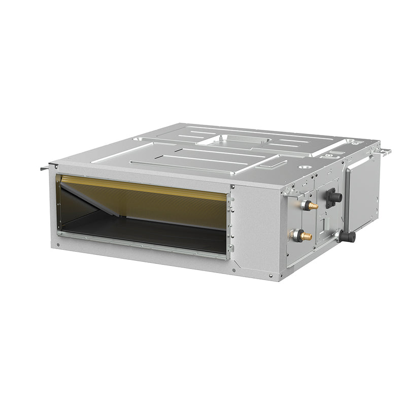 MRCOOL Olympus 24,000 BTU ducted air handler seen from above, top panel and connection side