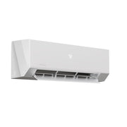 MRCOOL Olympus wall-mount air handler, angled view with temperature display and open louver