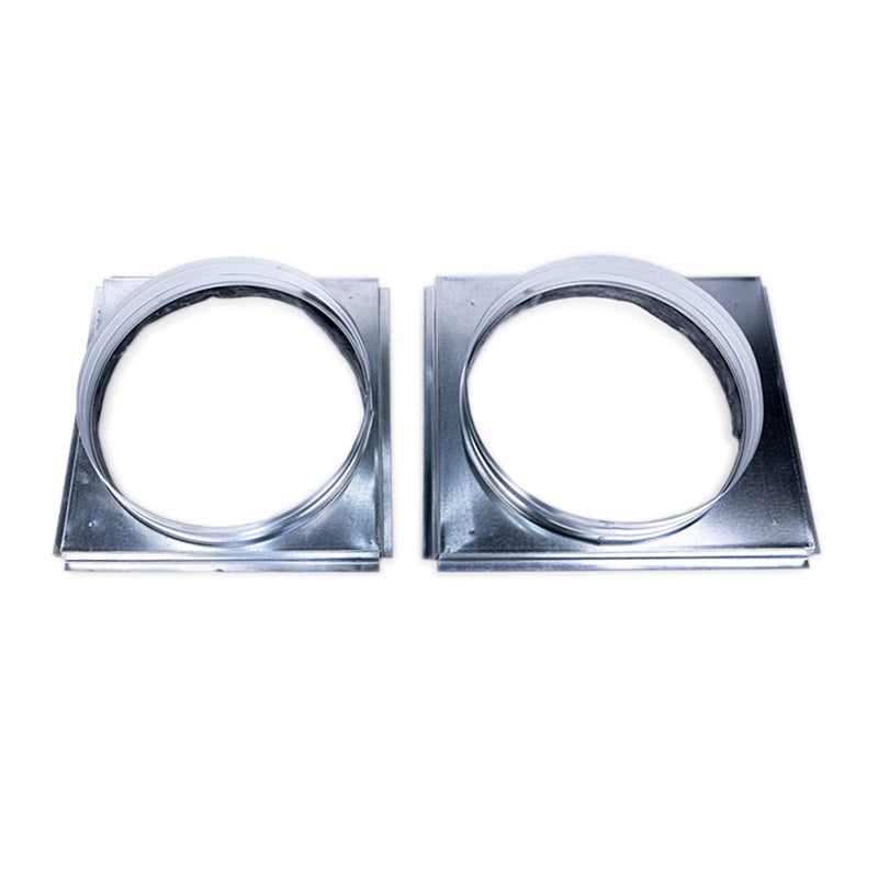 Pair of MRCOOL galvanized square-to-round duct adapters with round collars