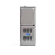 MRCOOL Signature Series 80% gas furnace front, grey upper panel over a louvered lower door with MRCOOL badge
