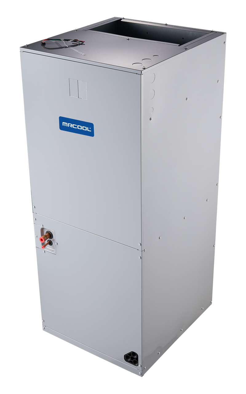 MRCOOL Signature Series multi-position air handler from above, showing the open supply-air top