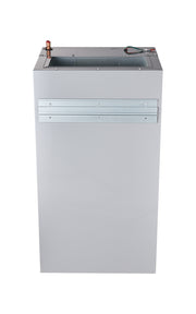 Back of the Signature Series stud-mount air handler with its wall mounting bracket, top supply opening and copper line stub