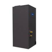 MRCOOL TruInverter 2-ton and 3-ton air handler, three-quarter view with brass refrigerant connections on the side