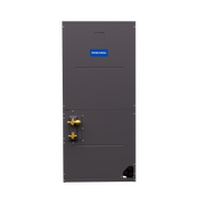 MRCOOL TruInverter 2-ton and 3-ton air handler, front view with brass line connections and drain fitting