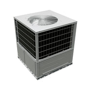 Universal 3-ton packaged heat pump from above, top fan grille and coil guard