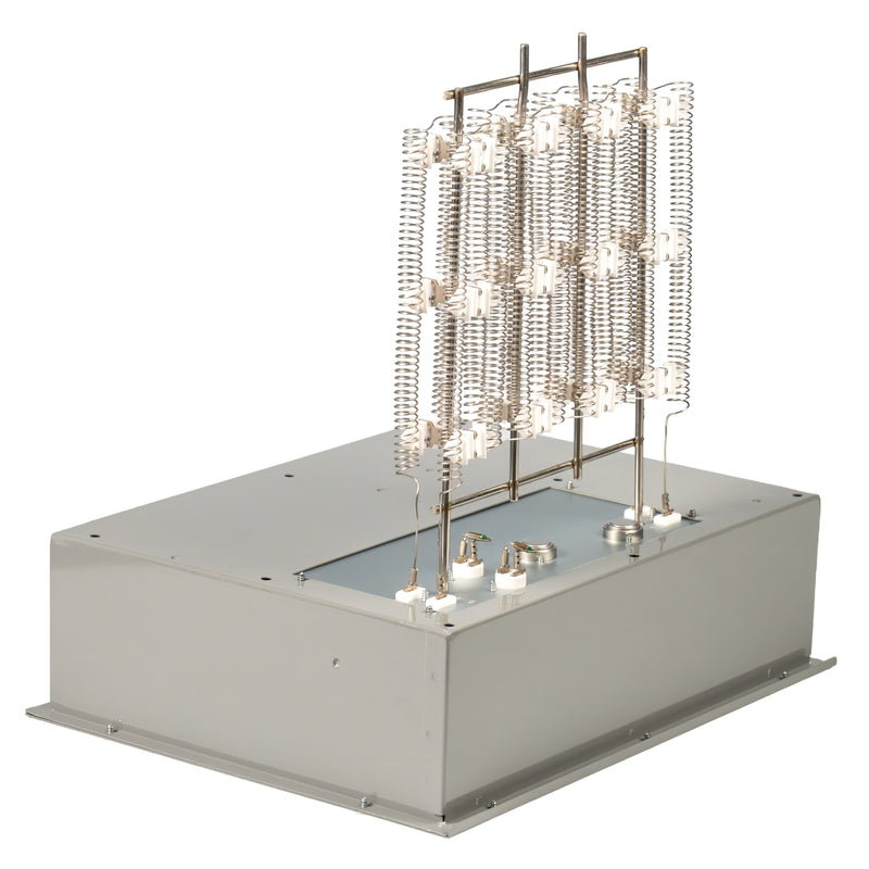 Heat kit from the left corner, element rack standing on the mounting plate