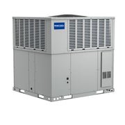 VersaPro gas pack from the opposite corner, louvered upper coil section over the service panels