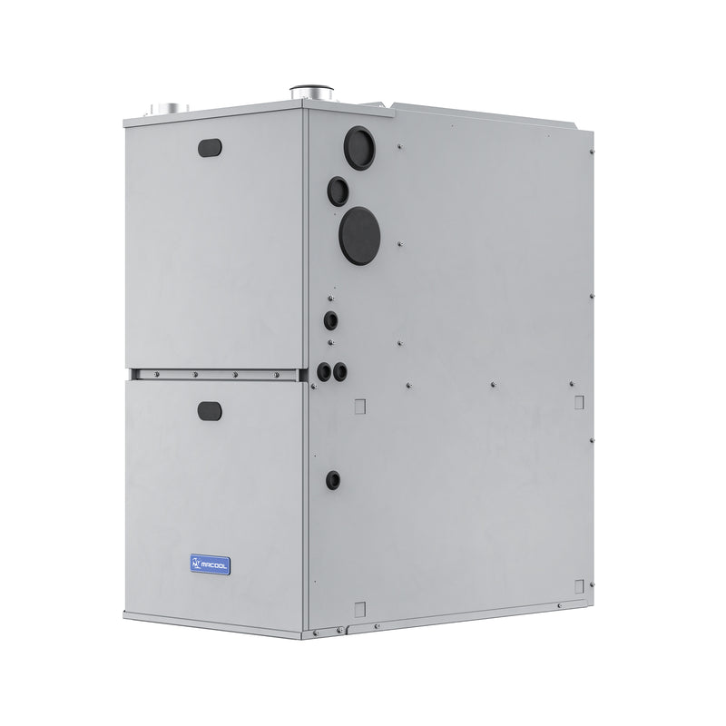 Side view of the VersaPro 96% furnace cabinet with the vent and intake openings