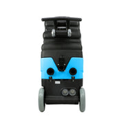 Mytee 1001DX-200 Speedster heated carpet extractor, rear view with dual twist-lock cord sockets and loading wheels