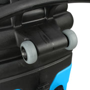 Mytee 1005LX Speedster carpet extractor, close-up of the built-in loading wheels