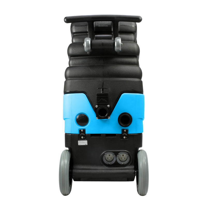Mytee 1005LX Speedster carpet extractor, rear view with dual twist-lock cord sockets